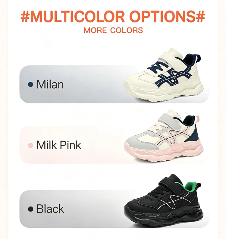 Children’s Black Causal PU Leather Running Shoes Anti-Slip Outdoor Sneakers for Boy and Girl Sport Tennis Size 30-39