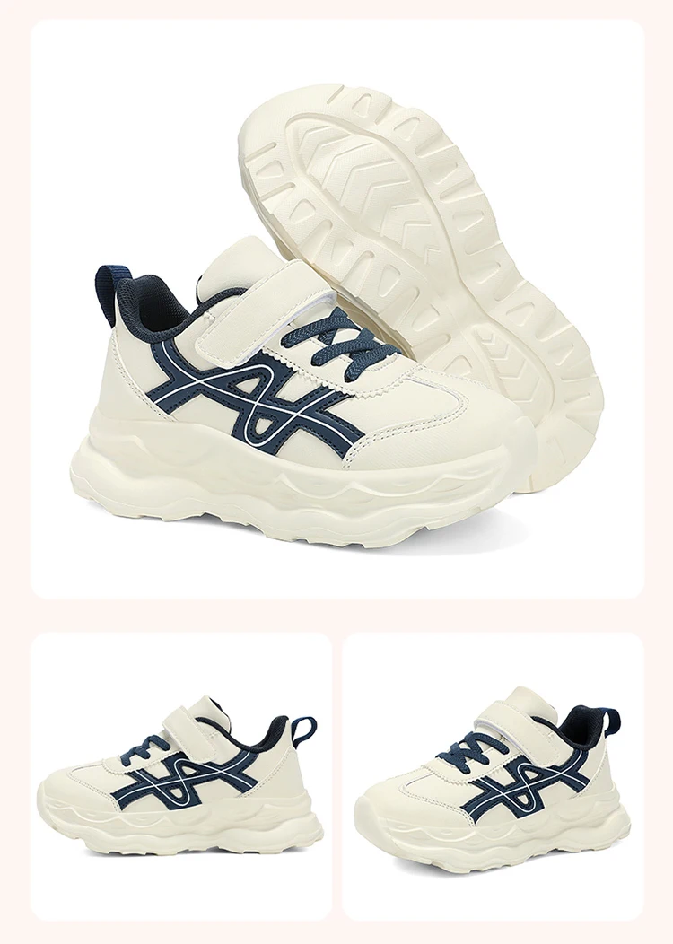 Children’s Black Causal PU Leather Running Shoes Anti-Slip Outdoor Sneakers for Boy and Girl Sport Tennis Size 30-39