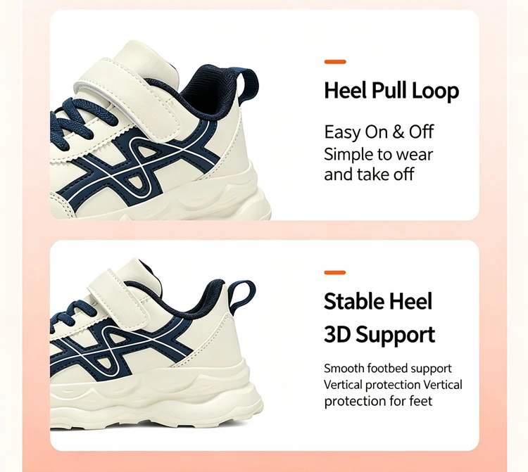 Children’s Black Causal PU Leather Running Shoes Anti-Slip Outdoor Sneakers for Boy and Girl Sport Tennis Size 30-39