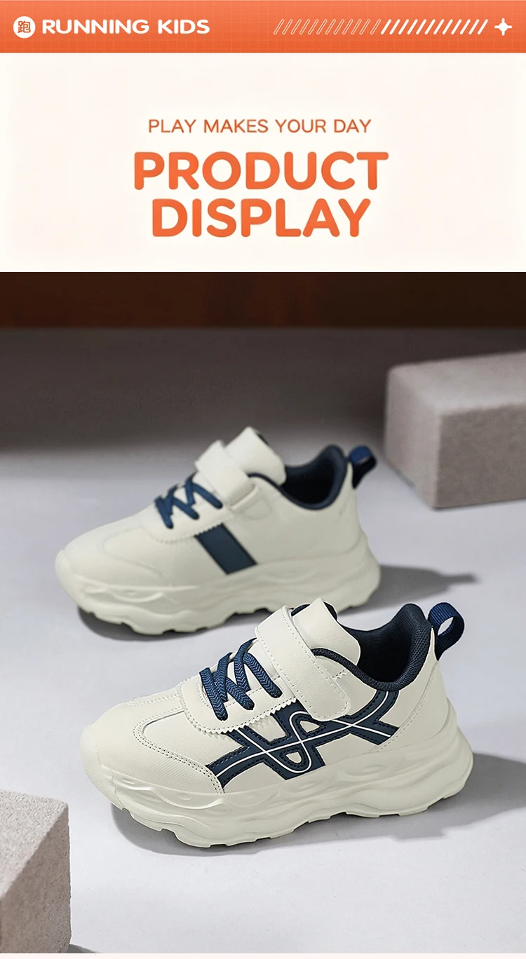 Children’s Black Causal PU Leather Running Shoes Anti-Slip Outdoor Sneakers for Boy and Girl Sport Tennis Size 30-39