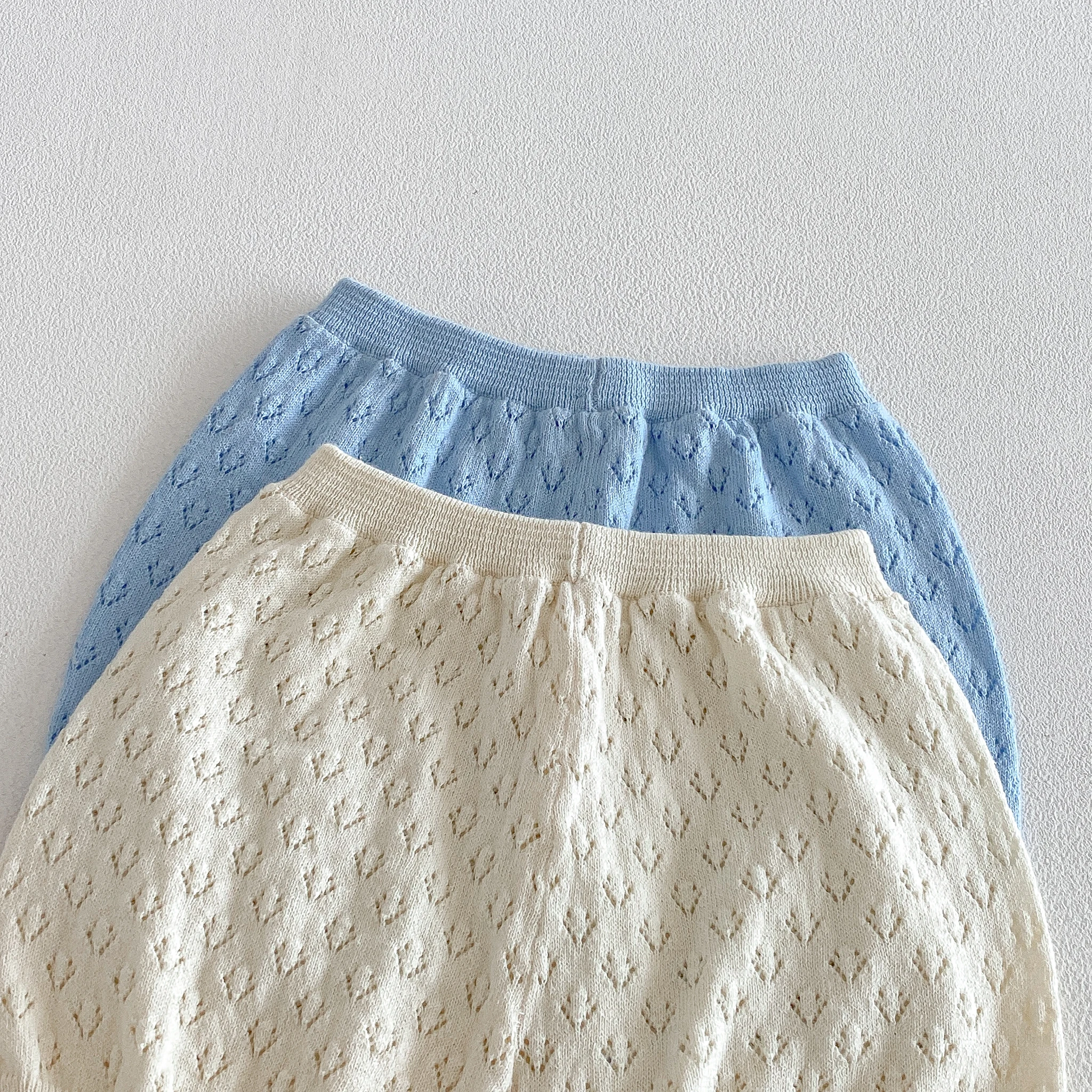 Infant Forest-Style Hollow Knit Short-Sleeve Top and Shorts Set, 2026 Summer New Arrival, Korean-Style Chic Baby Girl Outfit