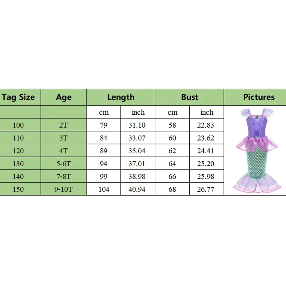 Girls Mermaid Costume Kids Ocean Princess Fancy Dress Summer Dresses Children Carnival Birthday Party Halloween Costumes