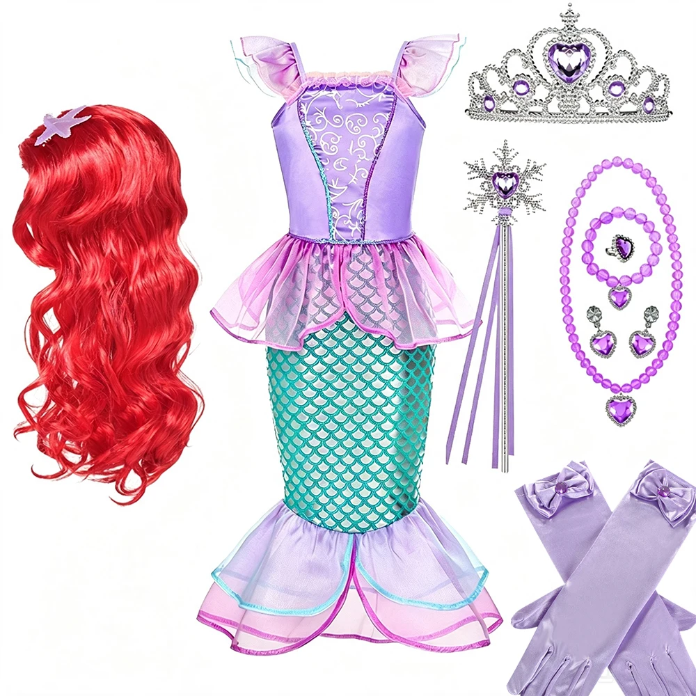 Girls Mermaid Costume Kids Ocean Princess Fancy Dress Summer Dresses Children Carnival Birthday Party Halloween Costumes
