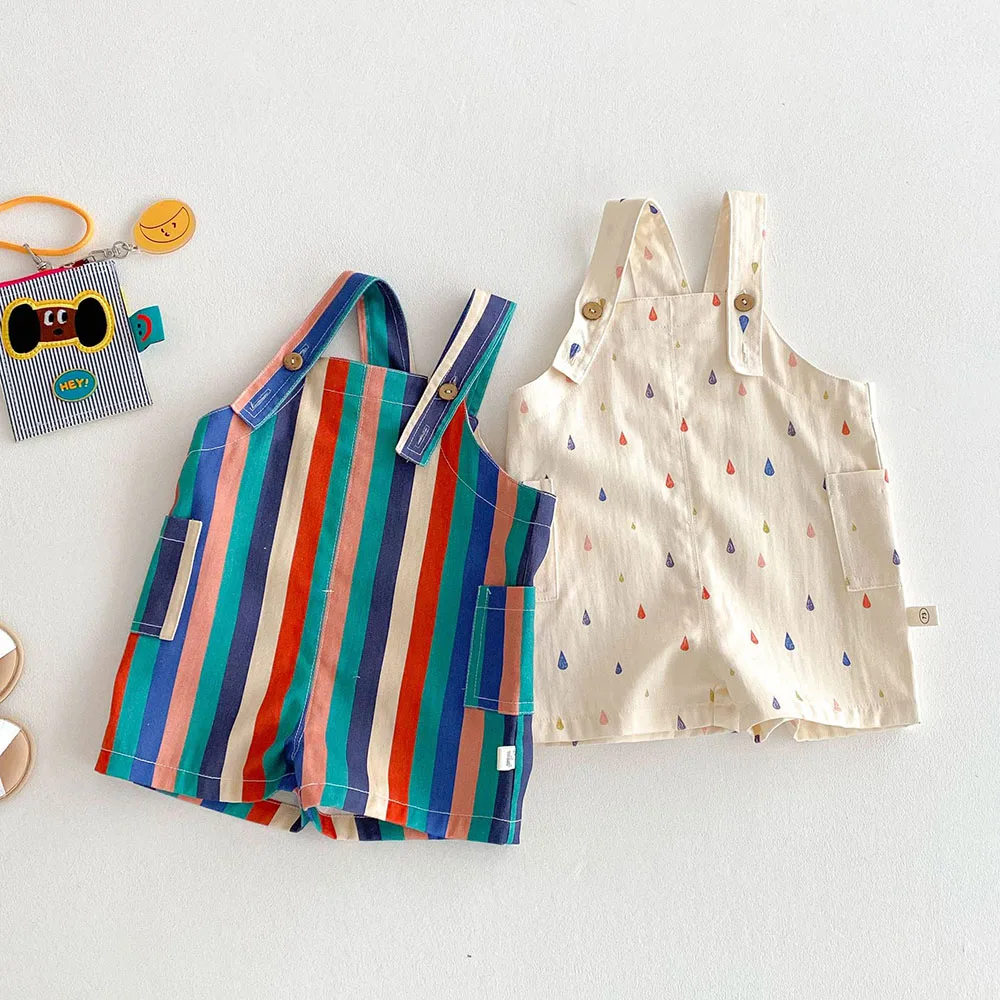 Unisex Spring New Kids Clothes Fashion Overalls Polk Dot Jumpsuits Striped Overalls Children Play Suit