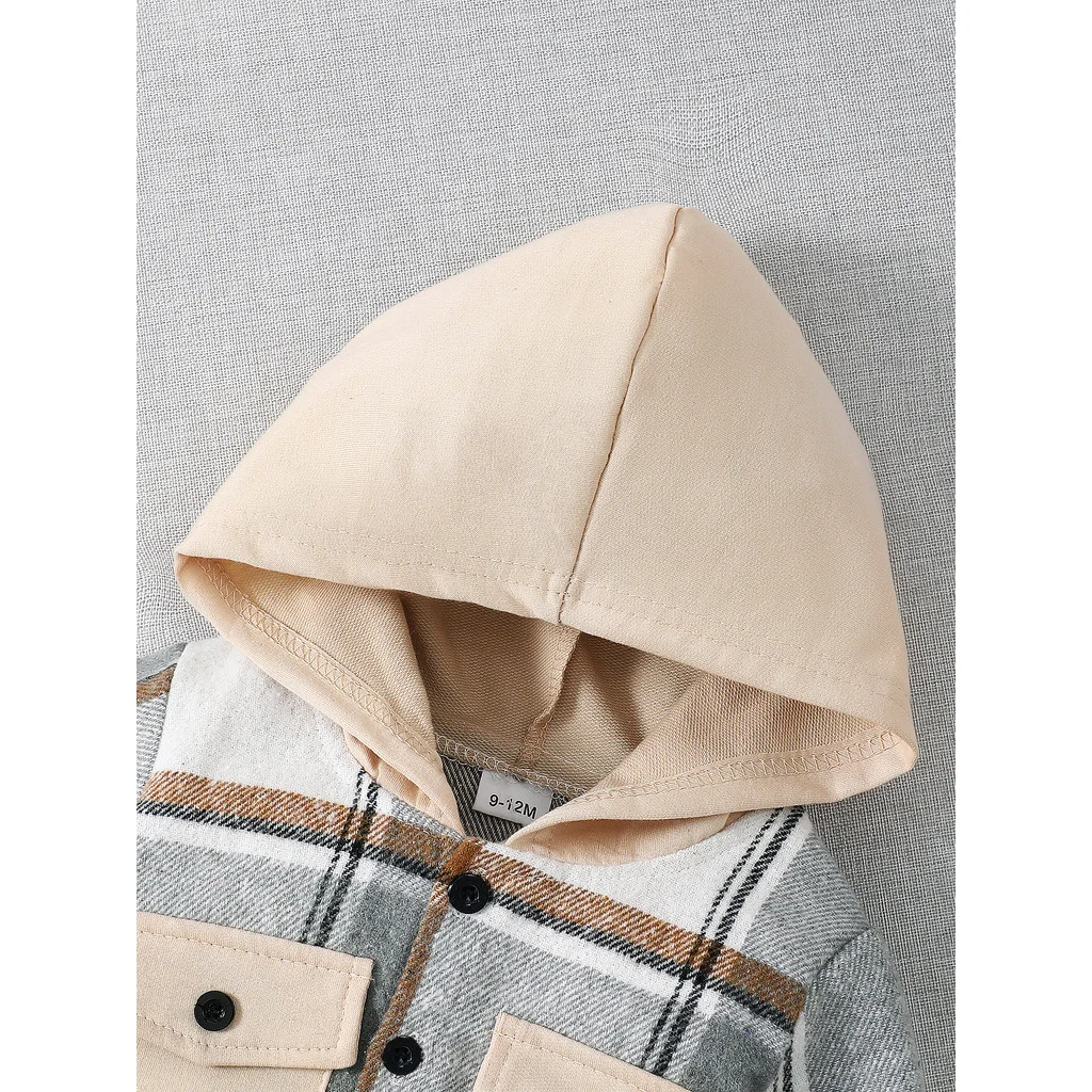 Fashion Autumn Toddler Baby Boys Plaid Hooded 2Pcs Outfit Jacket+Pants for 0-3Y Newborn Infant Casual Daily WearClothing Set