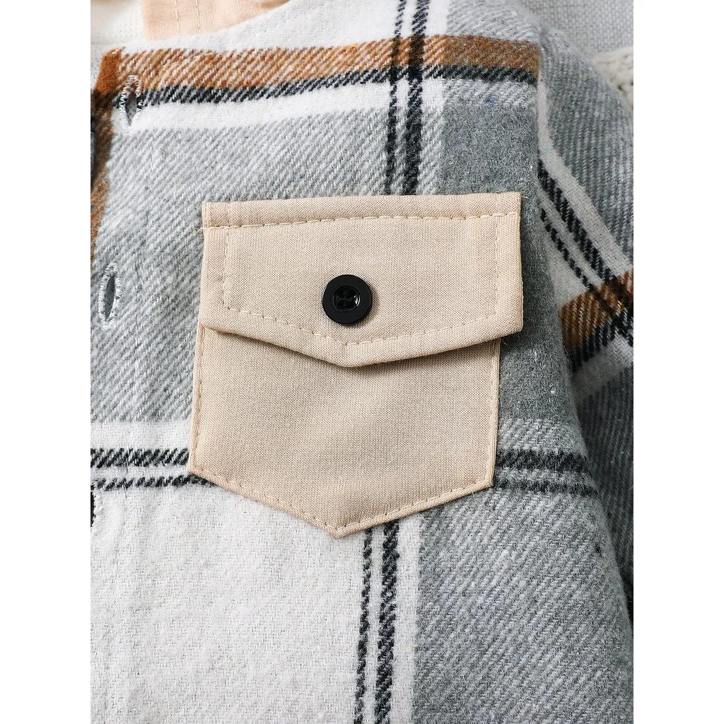 Fashion Autumn Toddler Baby Boys Plaid Hooded 2Pcs Outfit Jacket+Pants for 0-3Y Newborn Infant Casual Daily WearClothing Set