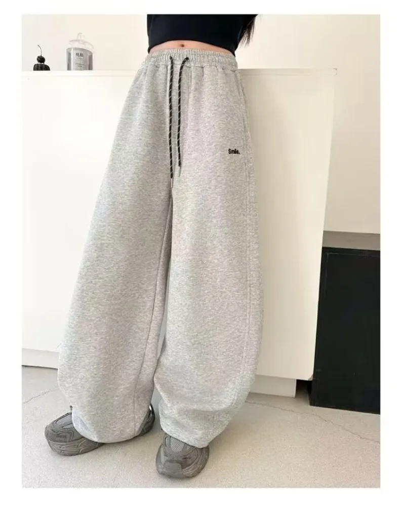 OLEKID Junior Girls Sweatpant Cotton Letter Embroidery Young Teens Girls Sports Pants Loose Elastic Waist Children Girls Trouser