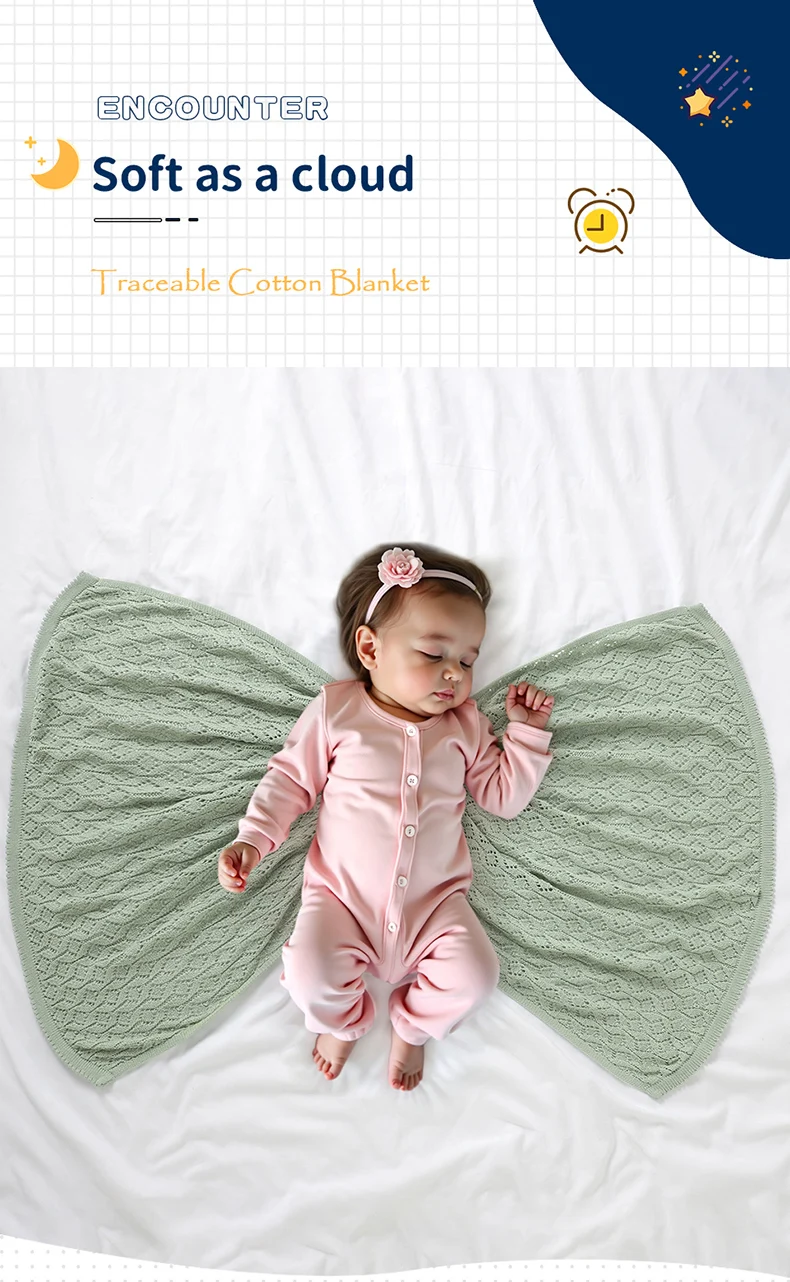 Cotton Baby Blanket Knit Infant Boy Girl Bedding Quilt 90*70CM Solid Toddler Stroller Swaddle Super Soft Plaid Fashion Hollow Ou