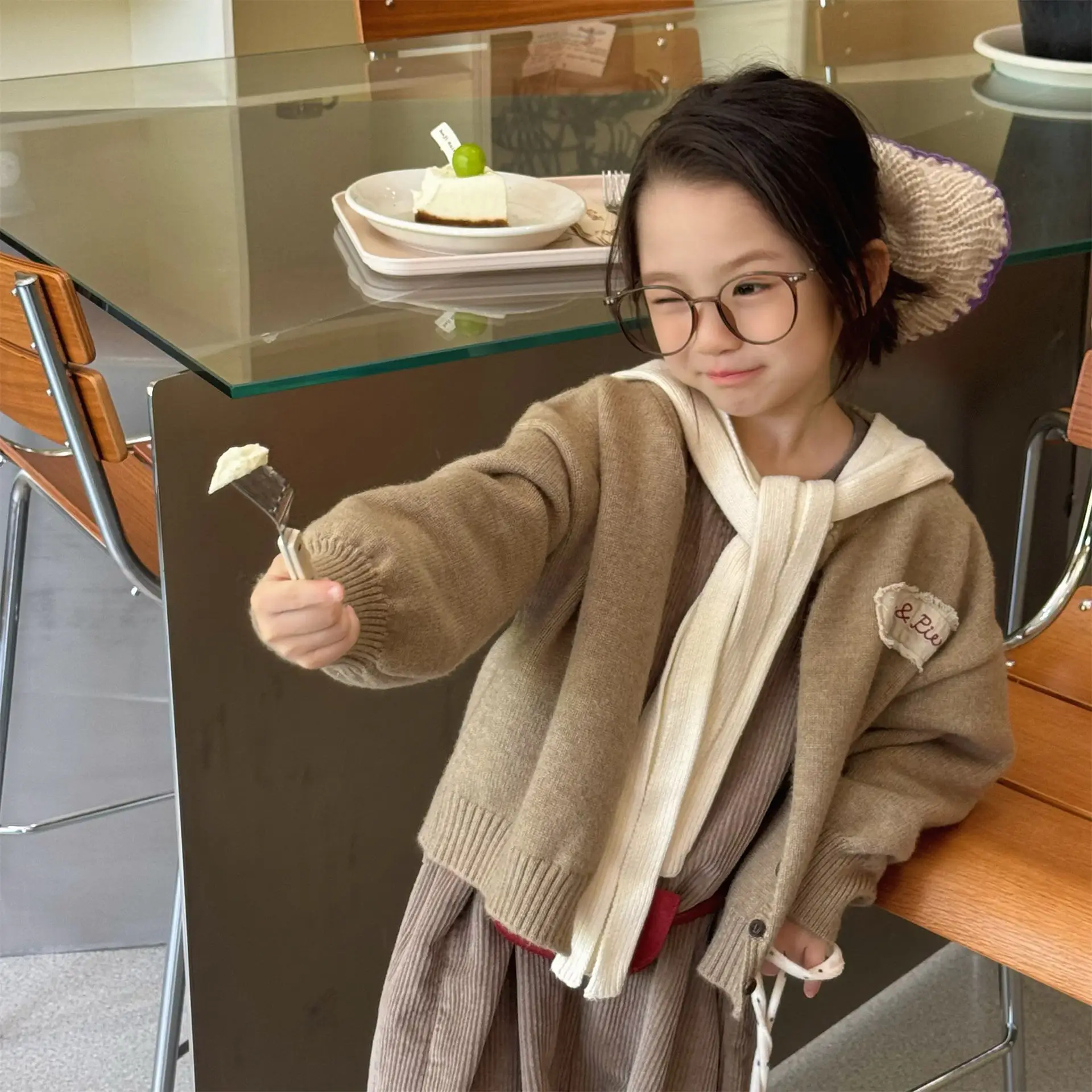 Girls Sweater 2026 Autumn New Children's Clothing Korean Style Girl Baby Fashion Loose Sweater Cardigan Casual Simple Daily