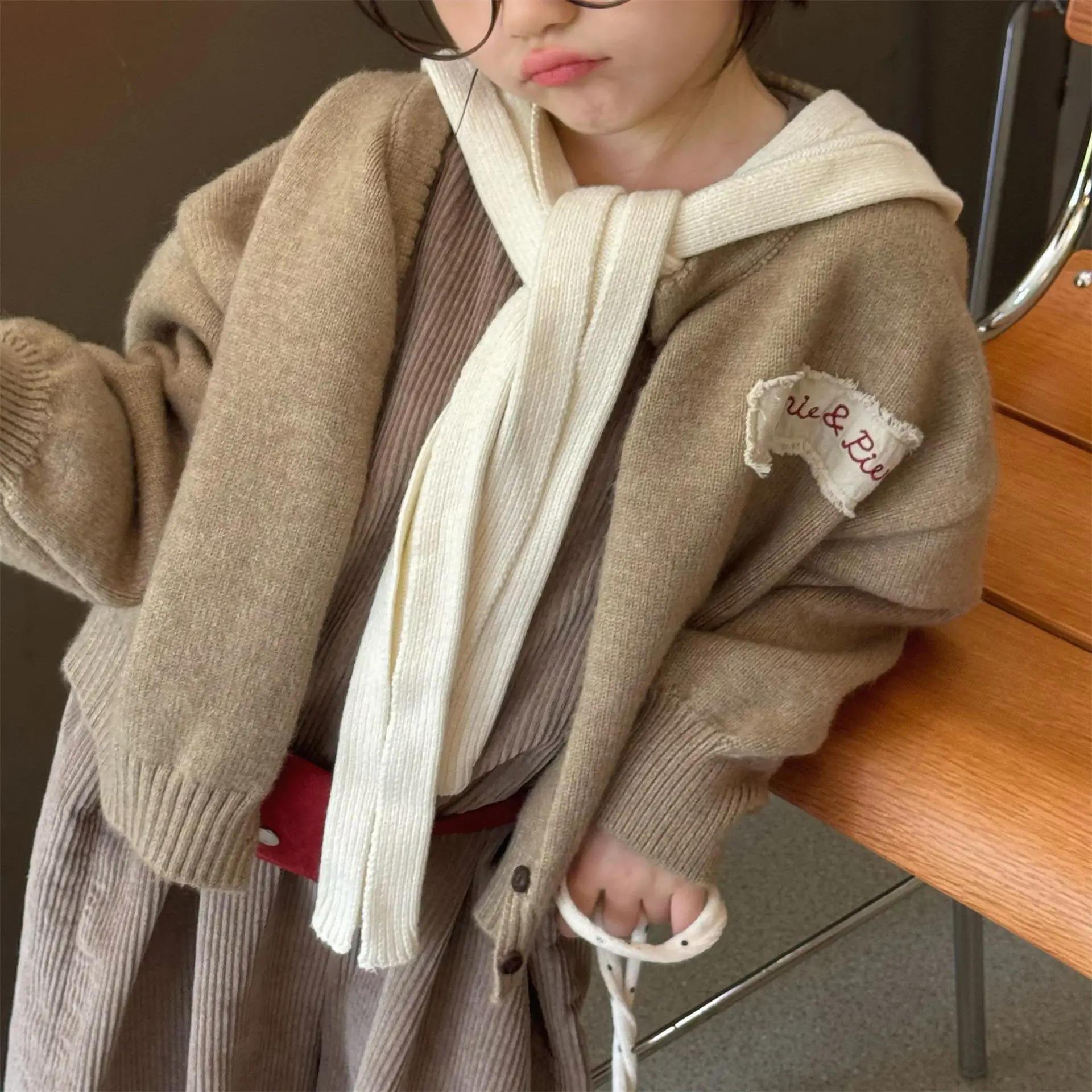 Girls Sweater 2026 Autumn New Children's Clothing Korean Style Girl Baby Fashion Loose Sweater Cardigan Casual Simple Daily