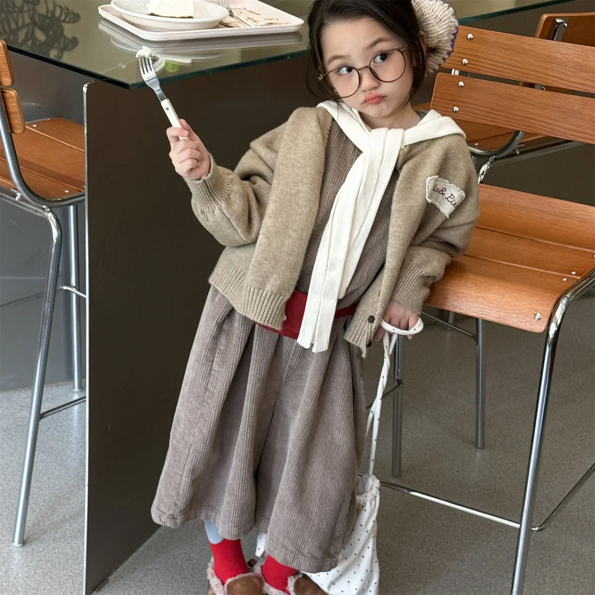 Girls Sweater 2026 Autumn New Children's Clothing Korean Style Girl Baby Fashion Loose Sweater Cardigan Casual Simple Daily