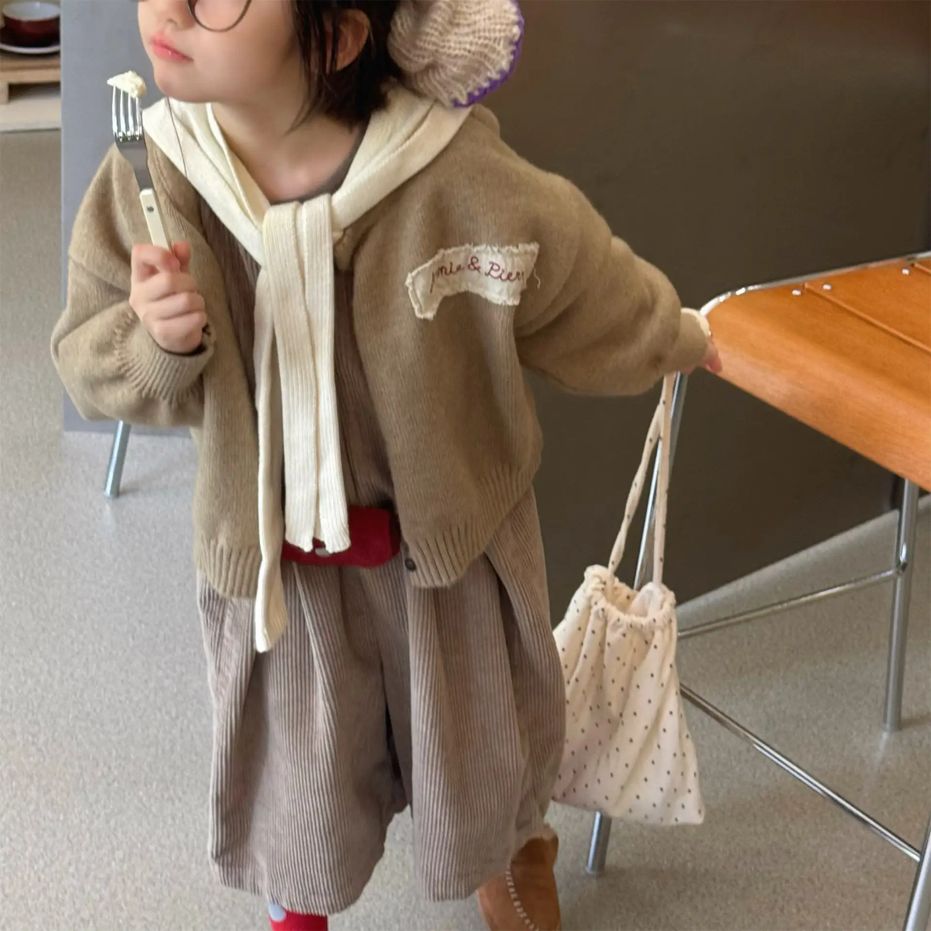 Girls Sweater 2026 Autumn New Children's Clothing Korean Style Girl Baby Fashion Loose Sweater Cardigan Casual Simple Daily