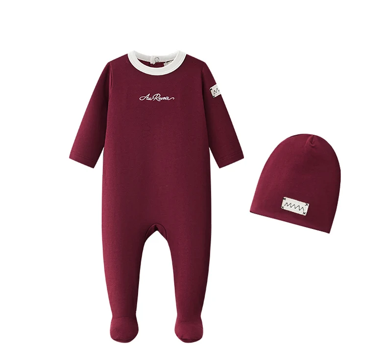 Ali Layette AW26 Embroidered Layette Set Baby Cotton Footed Romper Matching Hat