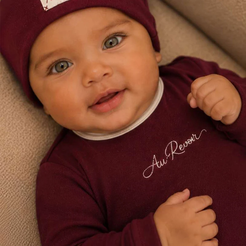 Ali Layette AW26 Embroidered Layette Set Baby Cotton Footed Romper Matching Hat