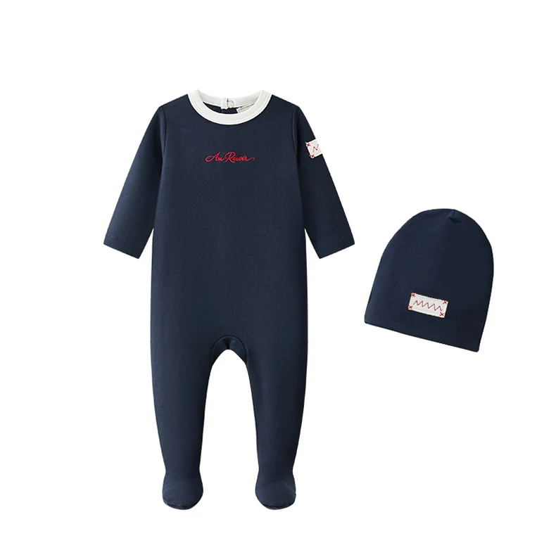 Ali Layette AW26 Embroidered Layette Set Baby Cotton Footed Romper Matching Hat