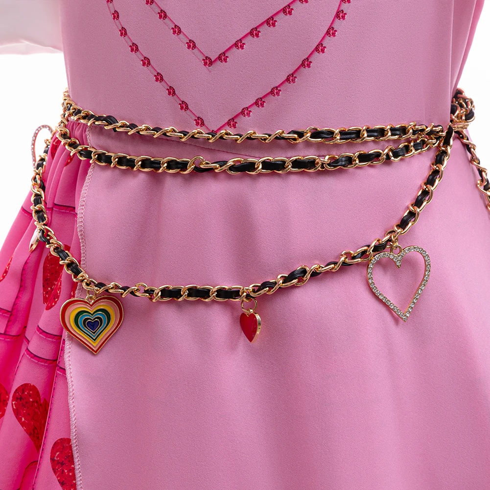 Girls Rise Red Costume Bridget Pink Princess Dress With Accessories For Movie Cosplay Halloween Carnival Birthday Party Outfit