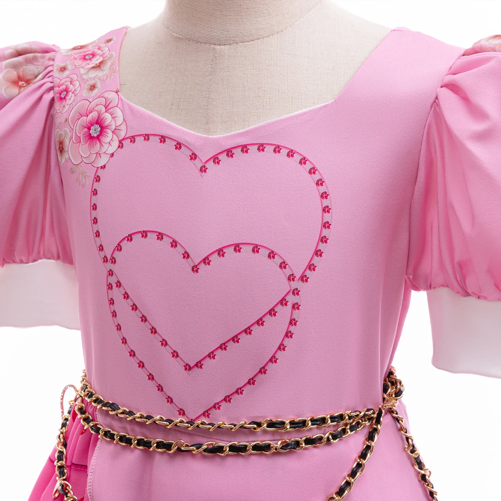 Girls Rise Red Costume Bridget Pink Princess Dress With Accessories For Movie Cosplay Halloween Carnival Birthday Party Outfit