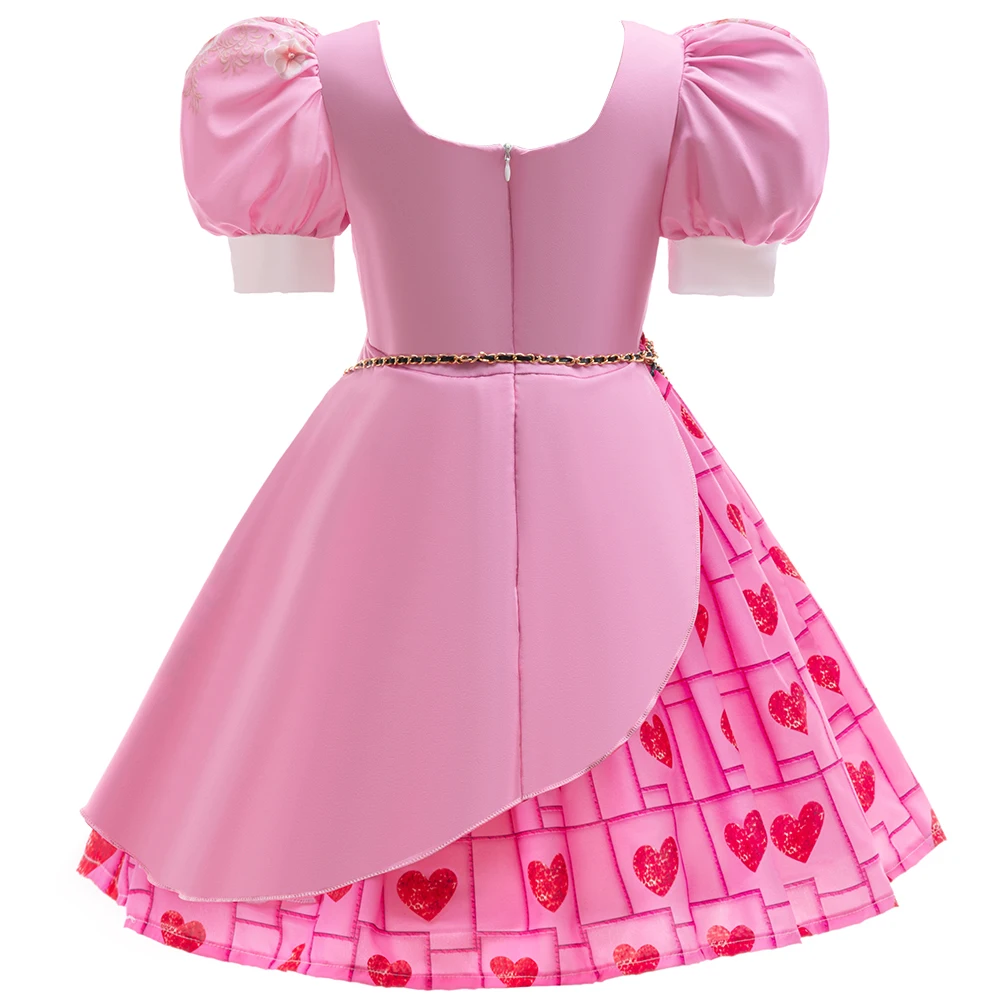 Girls Rise Red Costume Bridget Pink Princess Dress With Accessories For Movie Cosplay Halloween Carnival Birthday Party Outfit