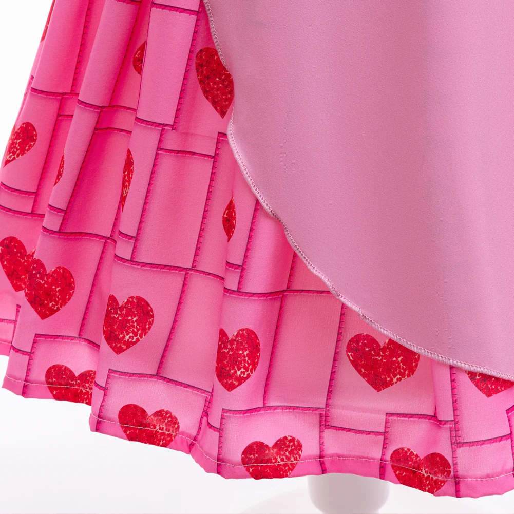 Girls Rise Red Costume Bridget Pink Princess Dress With Accessories For Movie Cosplay Halloween Carnival Birthday Party Outfit