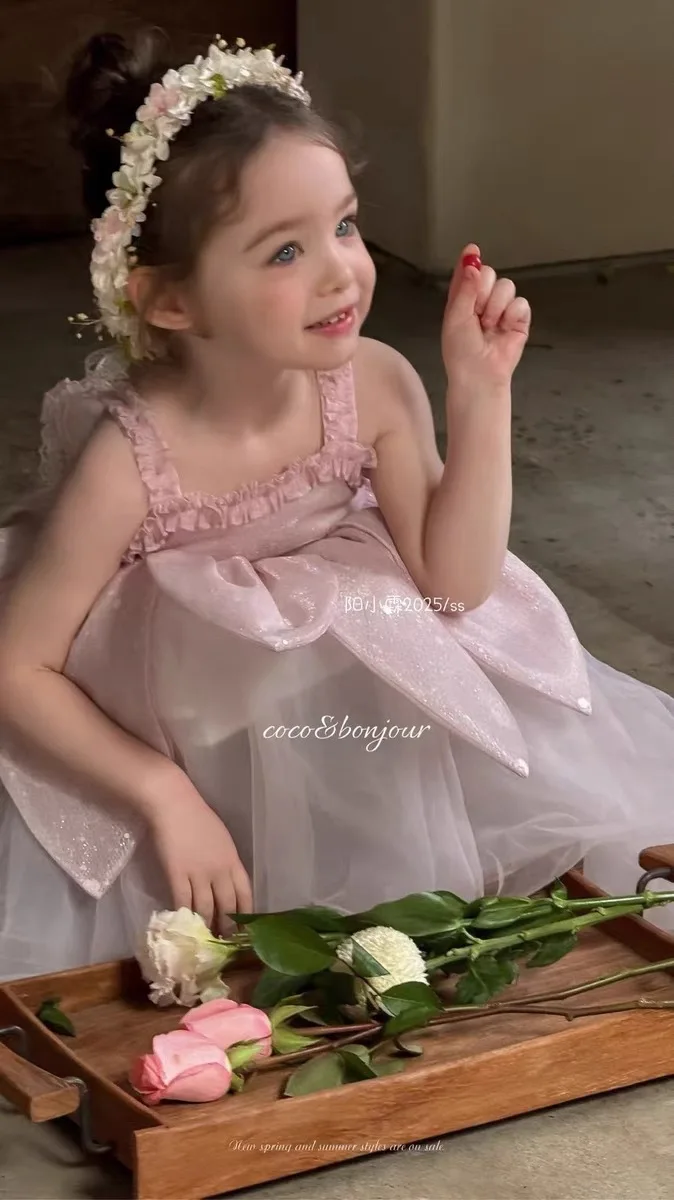 2025 New Girls' Tank Top Skirt Summer Children's Strap Skirt Baby Girls' Summer Dress Children's Princess Dress