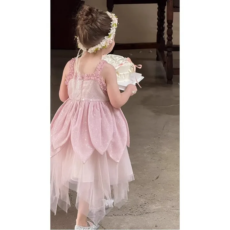2025 New Girls' Tank Top Skirt Summer Children's Strap Skirt Baby Girls' Summer Dress Children's Princess Dress