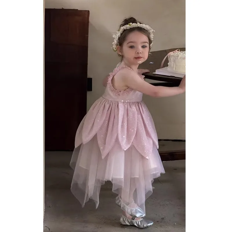 2025 New Girls' Tank Top Skirt Summer Children's Strap Skirt Baby Girls' Summer Dress Children's Princess Dress