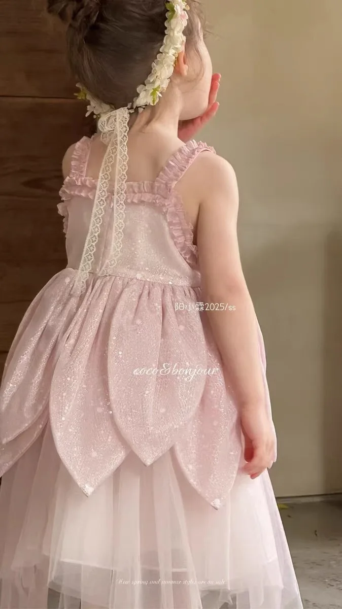2025 New Girls' Tank Top Skirt Summer Children's Strap Skirt Baby Girls' Summer Dress Children's Princess Dress