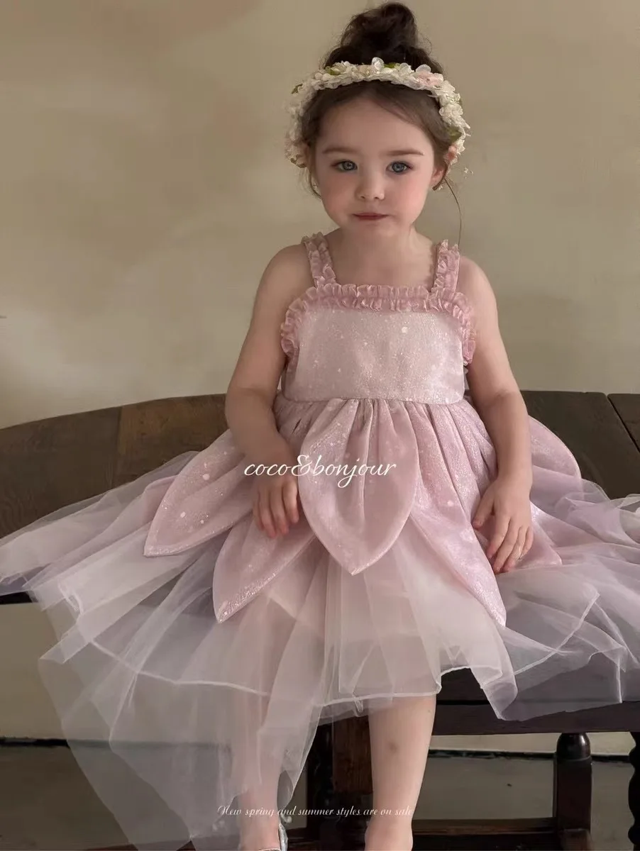 2025 New Girls' Tank Top Skirt Summer Children's Strap Skirt Baby Girls' Summer Dress Children's Princess Dress