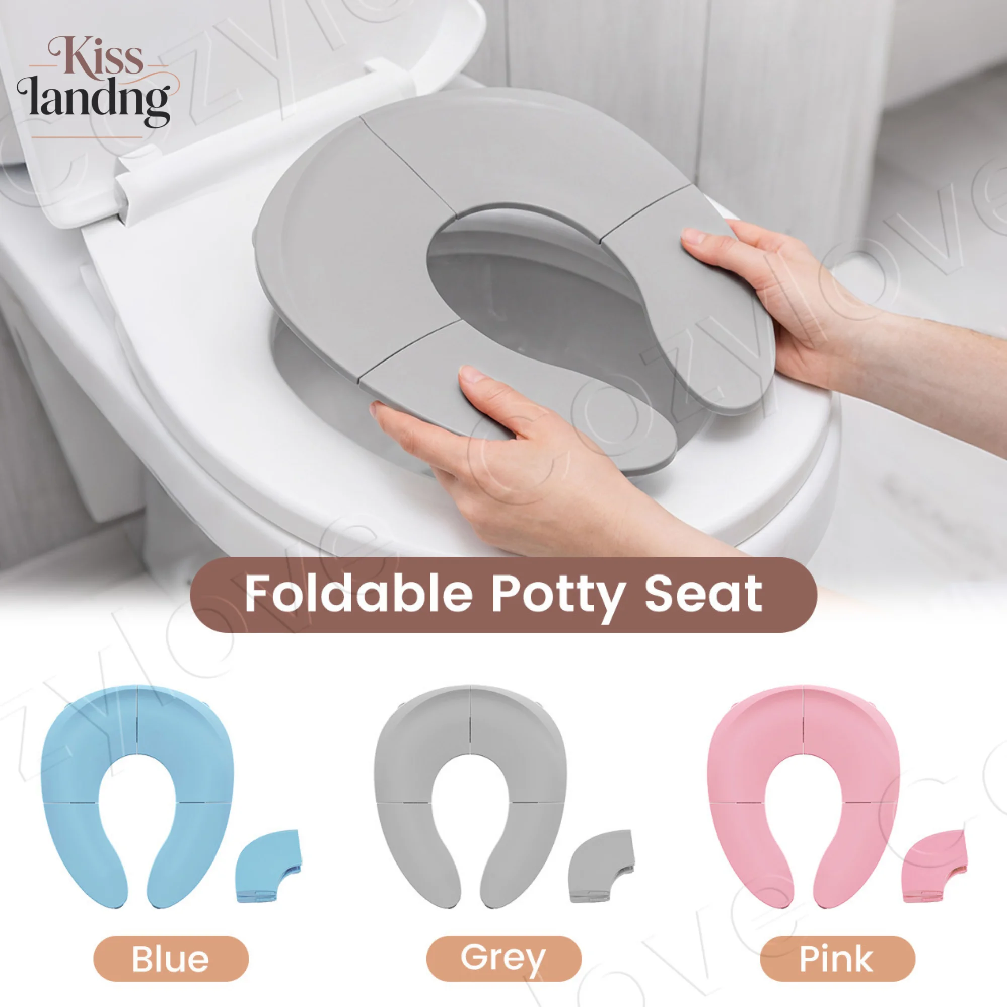 Foldable Travel Potty Seat for Toddler,Portable Non-Slip Baby Toilet Training Seat Fits Most Standard Toilets,3 Colors Available