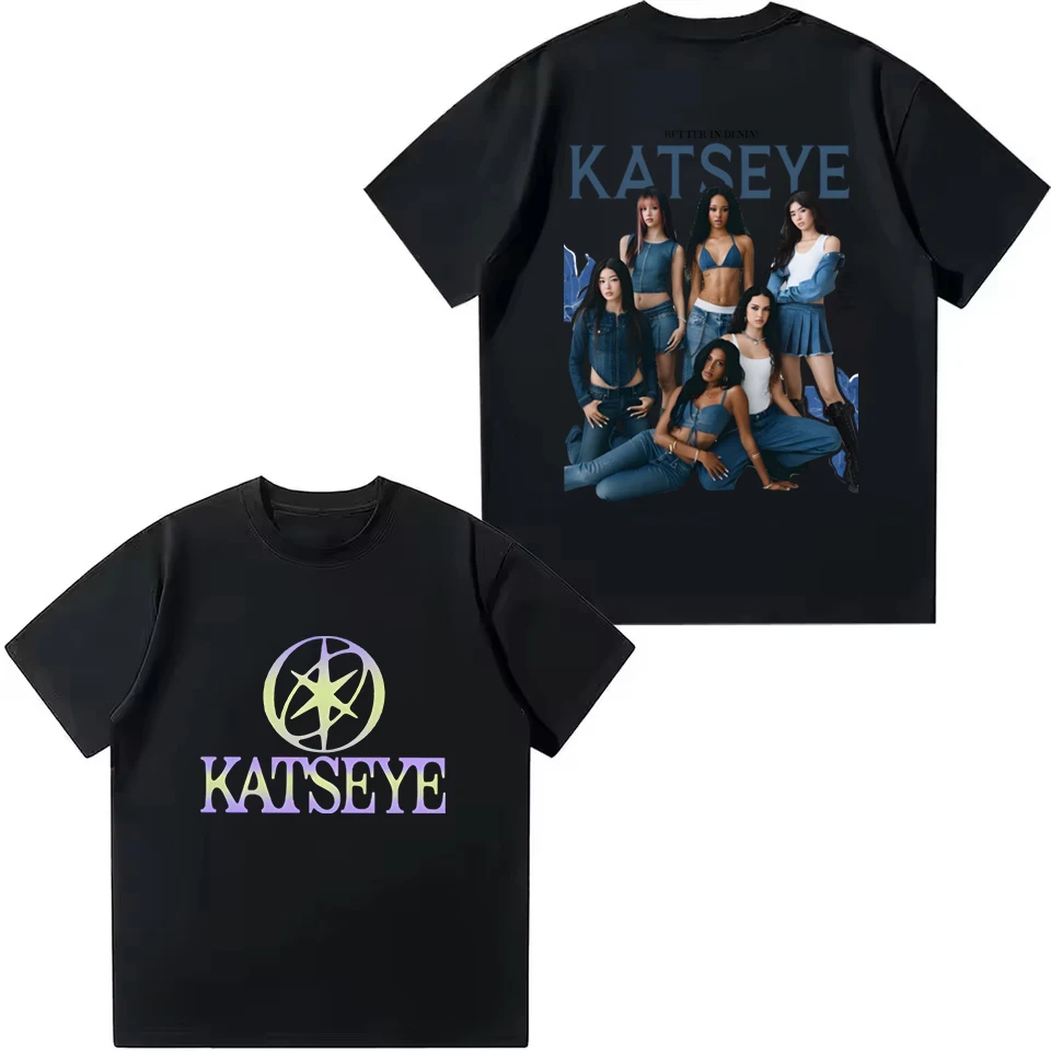 Kpop KATSEYE Kids T-shirt Boys Girls Cotton Tee Summer Short Sleeve Tops Katseye Fans Gift T-shirt Harajuku Children's Clothing