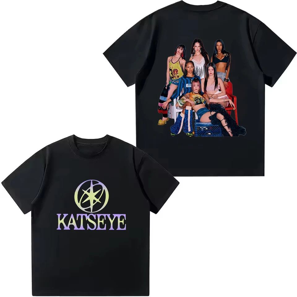 Kpop KATSEYE Kids T-shirt Boys Girls Cotton Tee Summer Short Sleeve Tops Katseye Fans Gift T-shirt Harajuku Children's Clothing