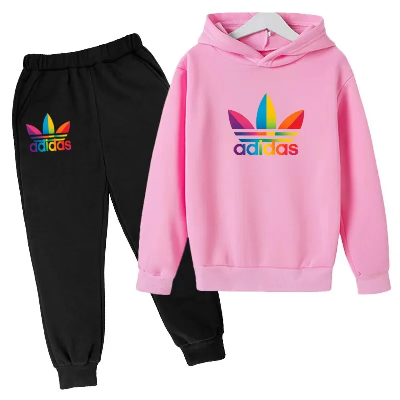 2026Latest Model Kids Boy Girl 3-12YearsSweatshirt+Trousers Autumn Hoodie Letters Sports Pullover Coat Leisure Fashion Set