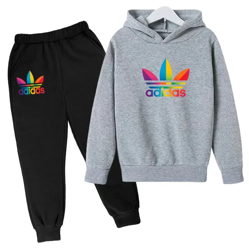 2026Latest Model Kids Boy Girl 3-12YearsSweatshirt+Trousers Autumn Hoodie Letters Sports Pullover Coat Leisure Fashion Set