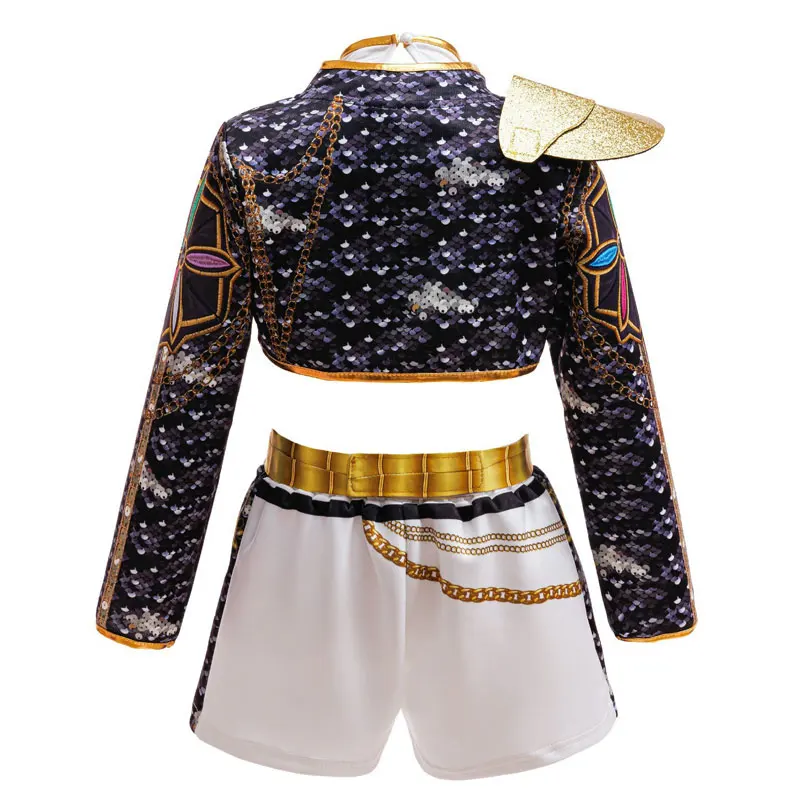 Kids Korean Singer Dance Costume Set Halloween Carnival Cosplay Outfit Girls Stage Performance Role Play Clothes