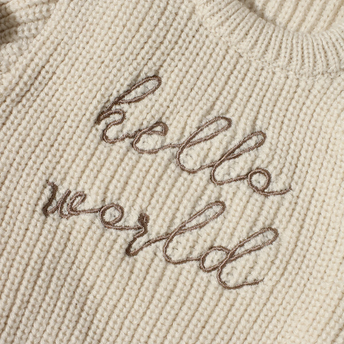 Ylsteed Hello World Knitting Newborn Photography Romper with Matching Pomp Hat Baby Boy Girl Sweater Outfits Photo Shooting-HD