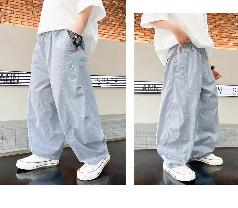 Teen Boys Pants 2026 New Spring Autumn Pants Children's Straight Trousers Teenager Wide-legged Cargo Pants Kids Loose Clothes