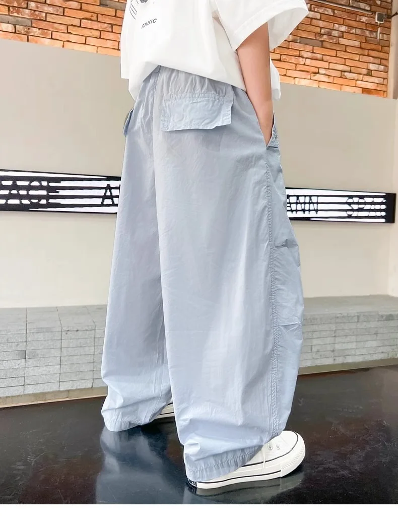 Teen Boys Pants 2026 New Spring Autumn Pants Children's Straight Trousers Teenager Wide-legged Cargo Pants Kids Loose Clothes