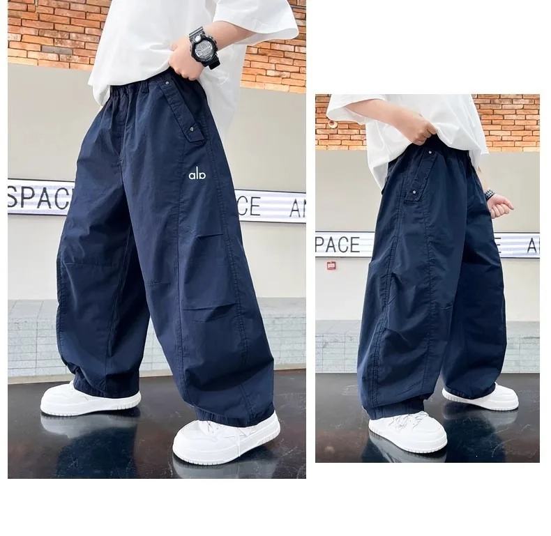 Teen Boys Pants 2026 New Spring Autumn Pants Children's Straight Trousers Teenager Wide-legged Cargo Pants Kids Loose Clothes