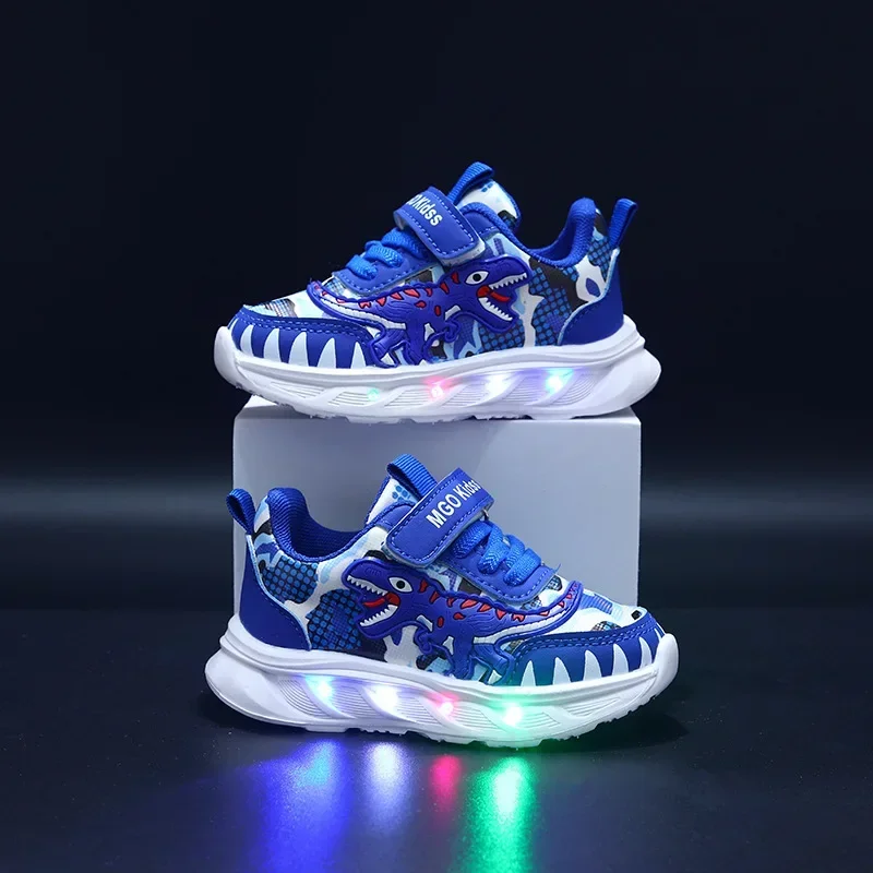 2026 New Boys Led Lighted Shoes Fashion Mickey Children's Casual Sneakers Kids Luminous Shoes Sport Shoes Lighted Shoes