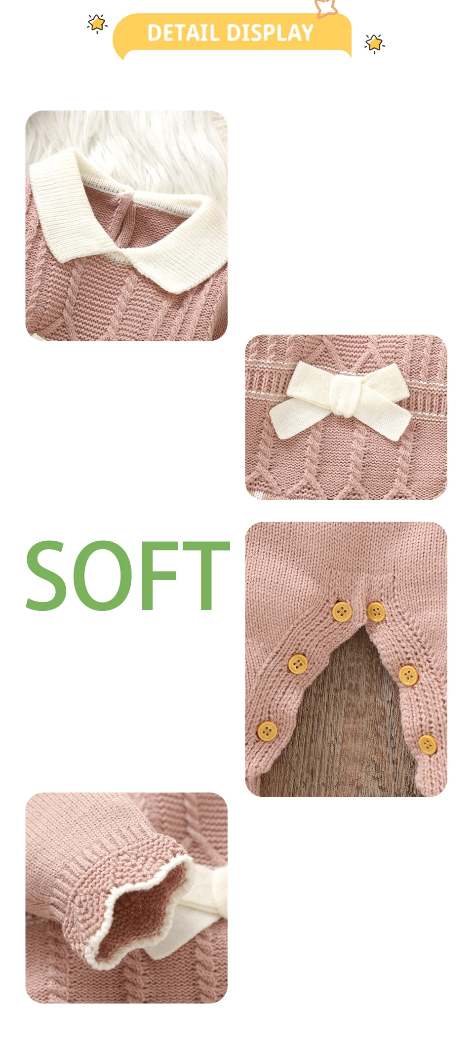 Infant Girls Rompers Hats Clothes Autumn Winter Pink Long Sleeves Knit Newborn Jumpsuits Outfits 0-18m Toddler Outwear Playsuits