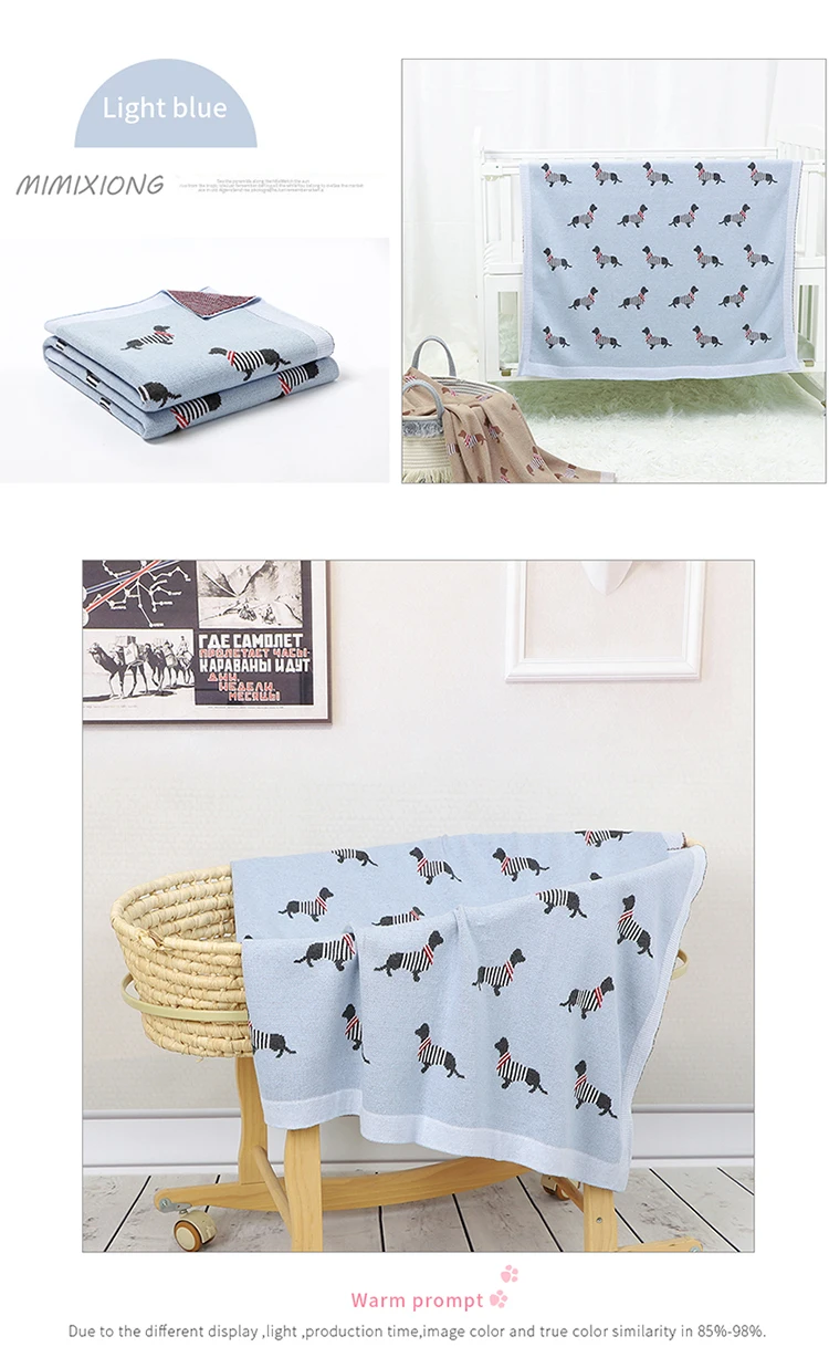 Baby Blankets Newborn Cartoon Swaddle Wrap Monthly Blankets 100%Cotton Knitted Toddler Infant Outdoor Playing Clip Mats 100*80cm