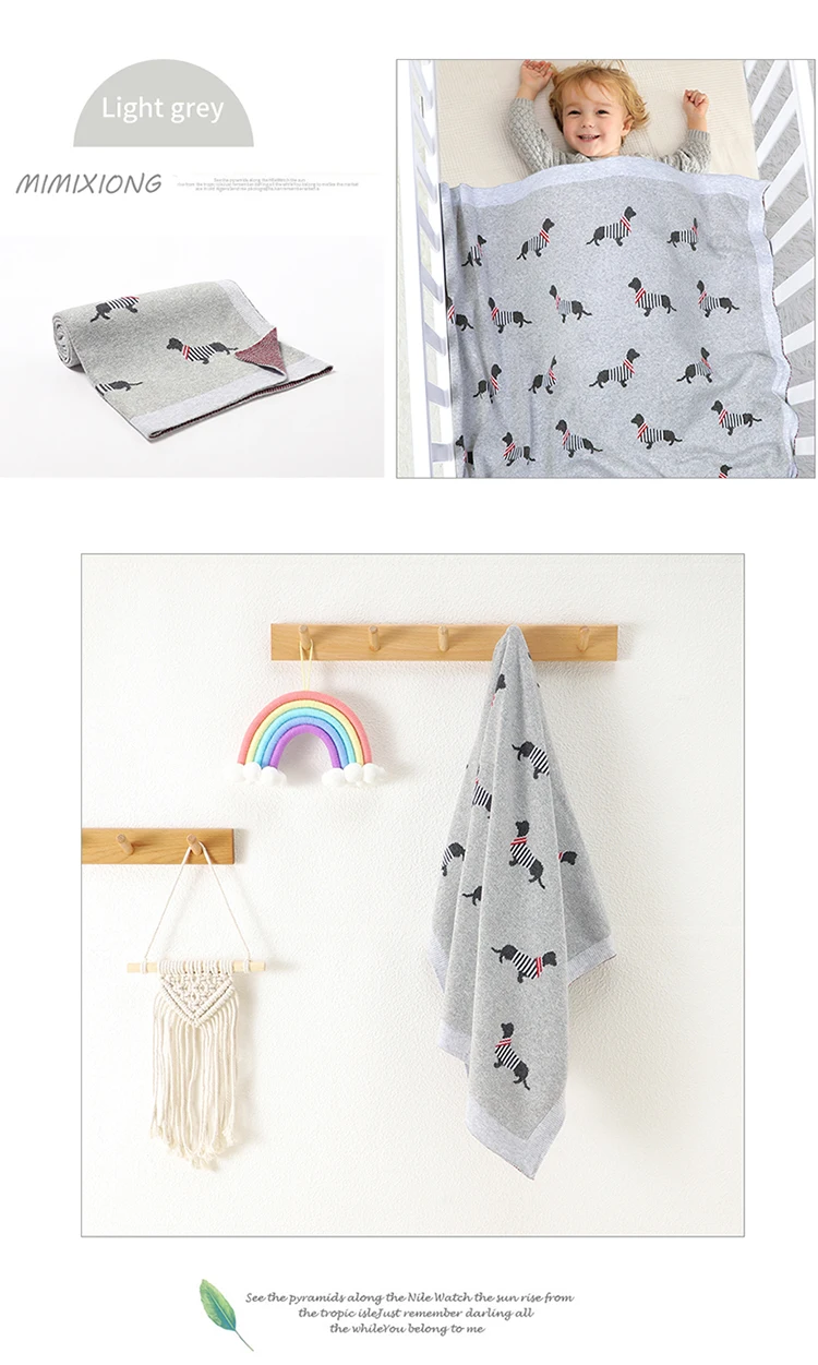 Baby Blankets Newborn Cartoon Swaddle Wrap Monthly Blankets 100%Cotton Knitted Toddler Infant Outdoor Playing Clip Mats 100*80cm