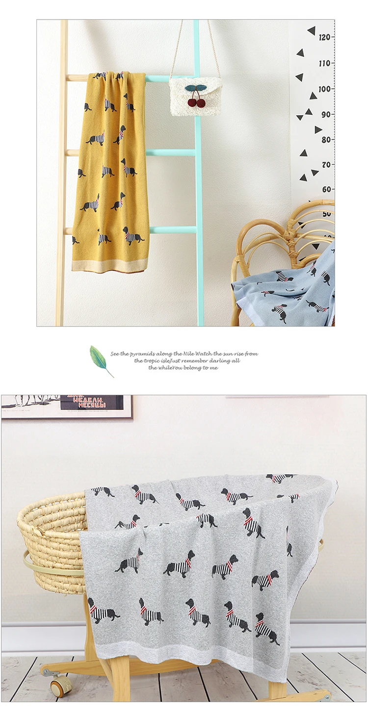 Baby Blankets Newborn Cartoon Swaddle Wrap Monthly Blankets 100%Cotton Knitted Toddler Infant Outdoor Playing Clip Mats 100*80cm
