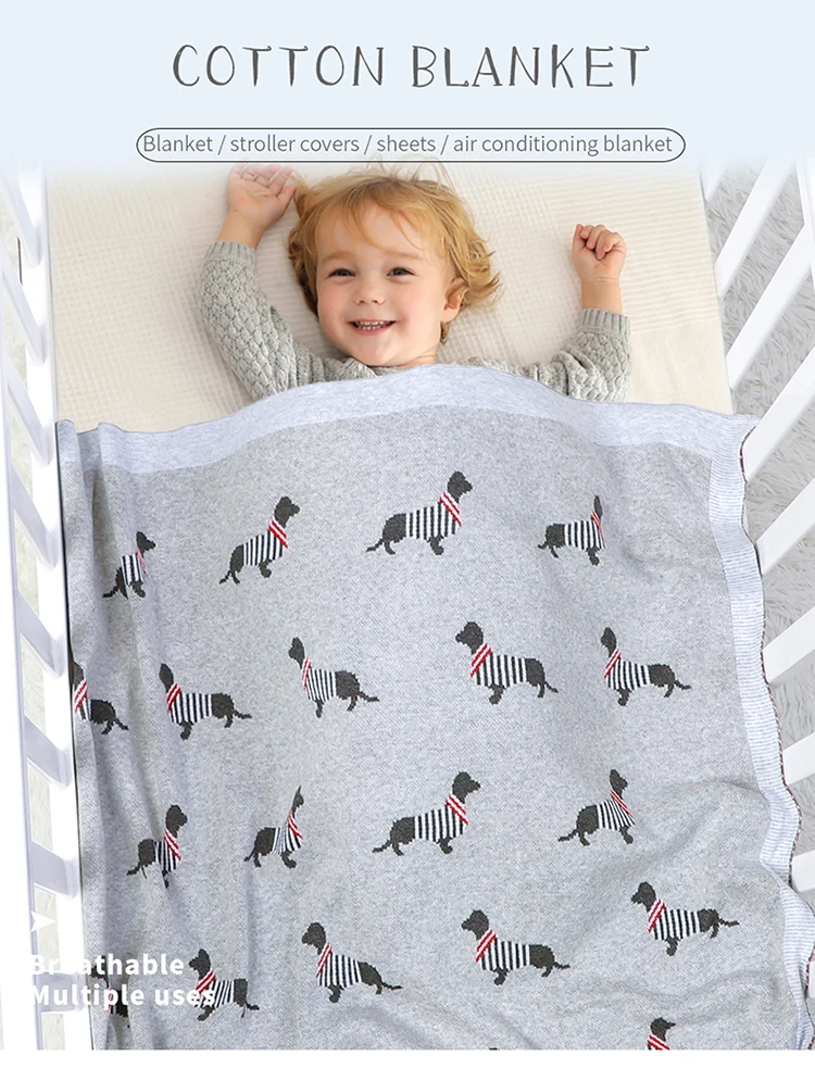 Baby Blankets Newborn Cartoon Swaddle Wrap Monthly Blankets 100%Cotton Knitted Toddler Infant Outdoor Playing Clip Mats 100*80cm