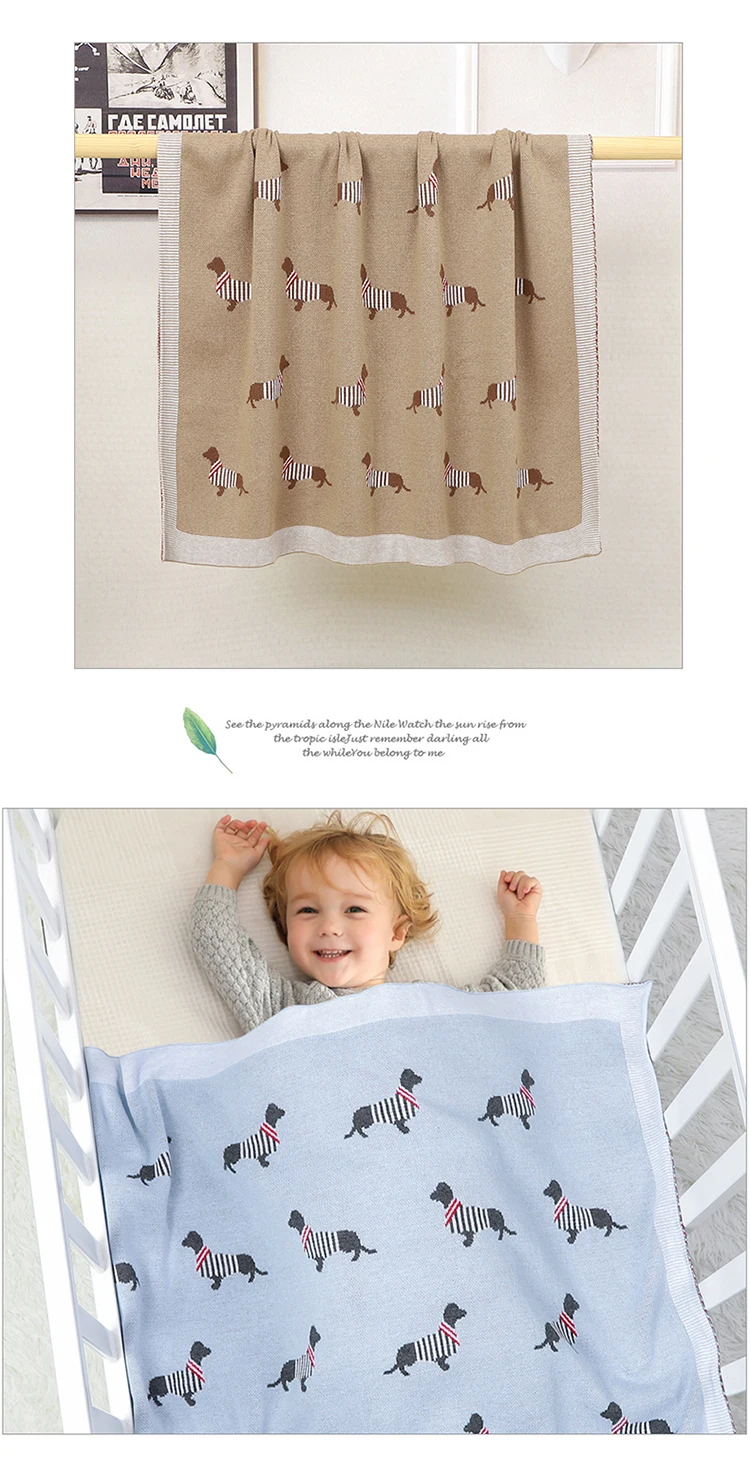 Baby Blankets Newborn Cartoon Swaddle Wrap Monthly Blankets 100%Cotton Knitted Toddler Infant Outdoor Playing Clip Mats 100*80cm