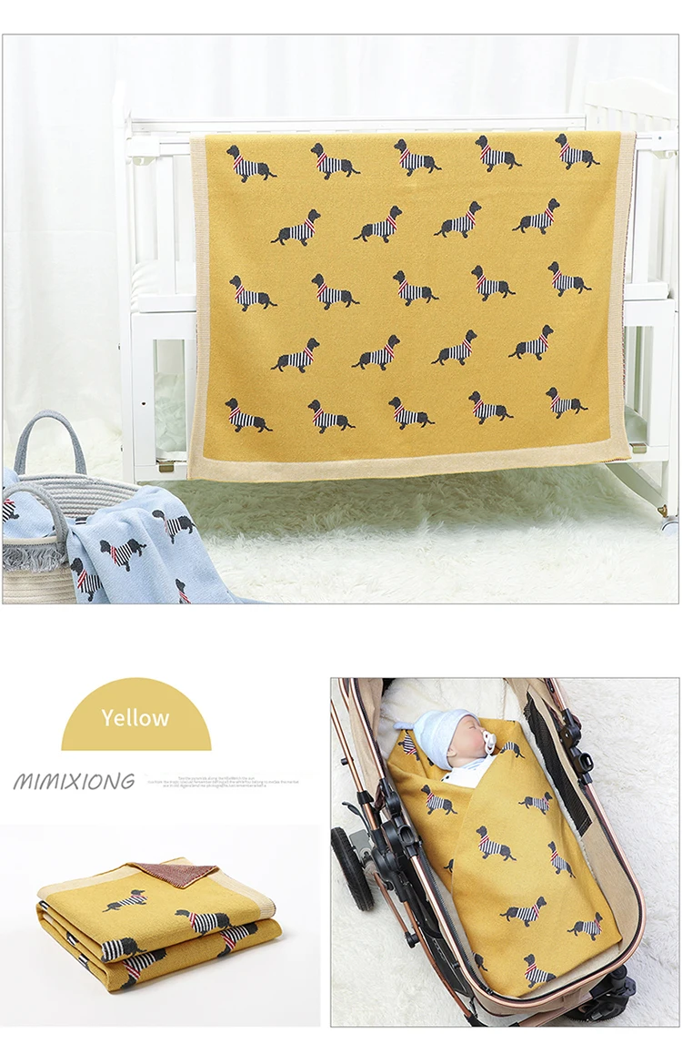 Baby Blankets Newborn Cartoon Swaddle Wrap Monthly Blankets 100%Cotton Knitted Toddler Infant Outdoor Playing Clip Mats 100*80cm