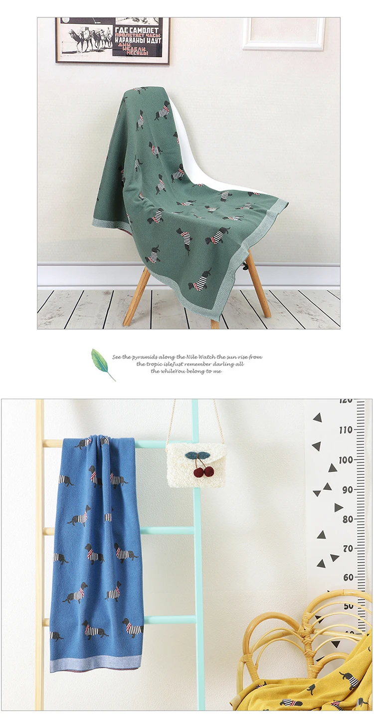 Baby Blankets Newborn Cartoon Swaddle Wrap Monthly Blankets 100%Cotton Knitted Toddler Infant Outdoor Playing Clip Mats 100*80cm
