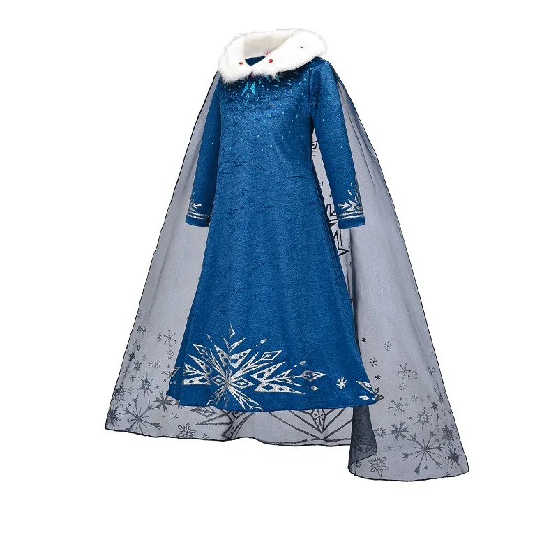 Girls Ice Fantasy Princess Mesh Ball Gown Kids Cosplay Dress for Halloween Carnival Birthday Theme Party Role Play Dress-Up