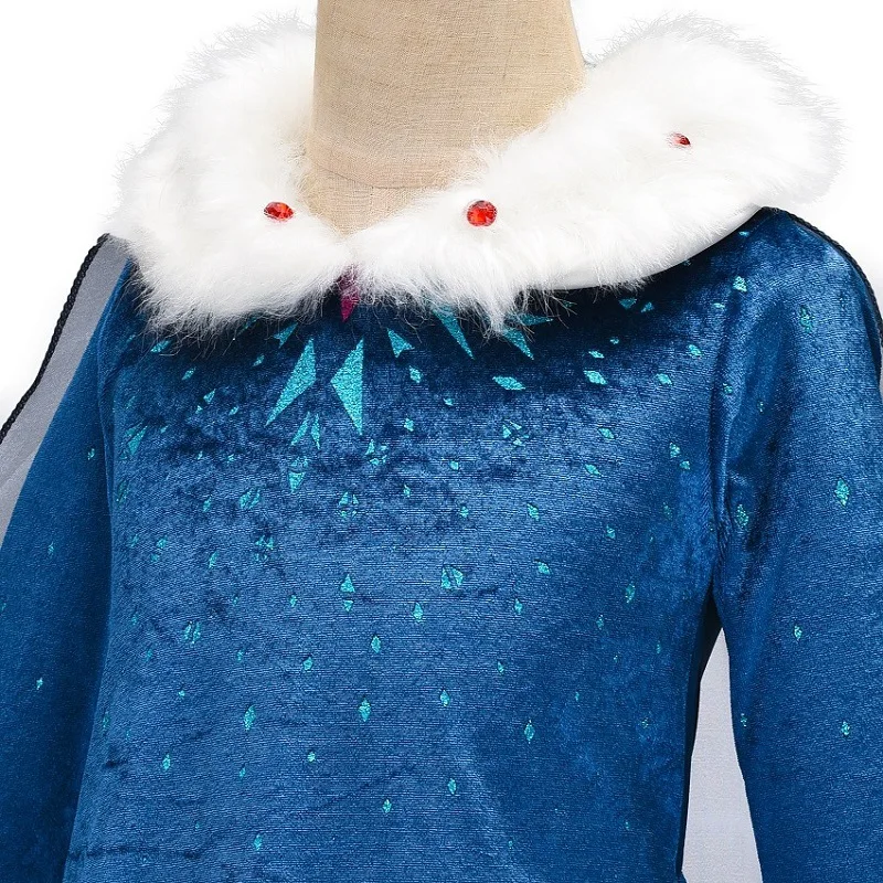Girls Ice Fantasy Princess Mesh Ball Gown Kids Cosplay Dress for Halloween Carnival Birthday Theme Party Role Play Dress-Up