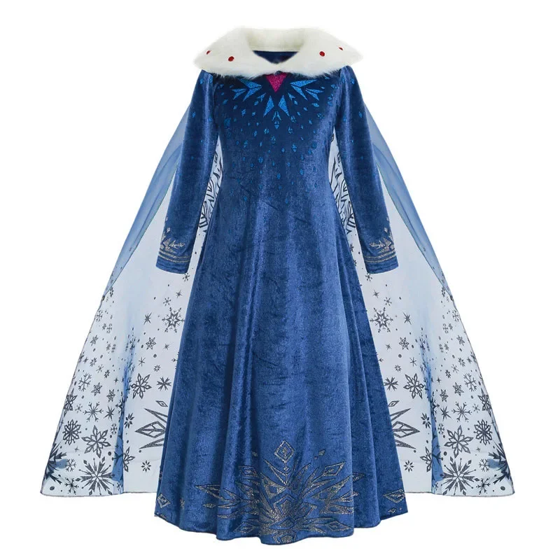 Girls Ice Fantasy Princess Mesh Ball Gown Kids Cosplay Dress for Halloween Carnival Birthday Theme Party Role Play Dress-Up